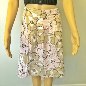 Liz&Co Boho Floral Pattern Cottagecore Hippie Pink Festival A-Line Midi Skirt.